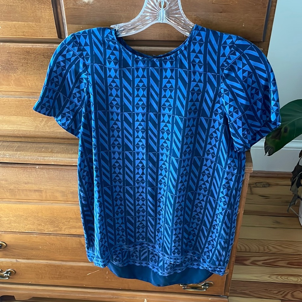 Madewell Blue Patterned Blouse (Sz XS)